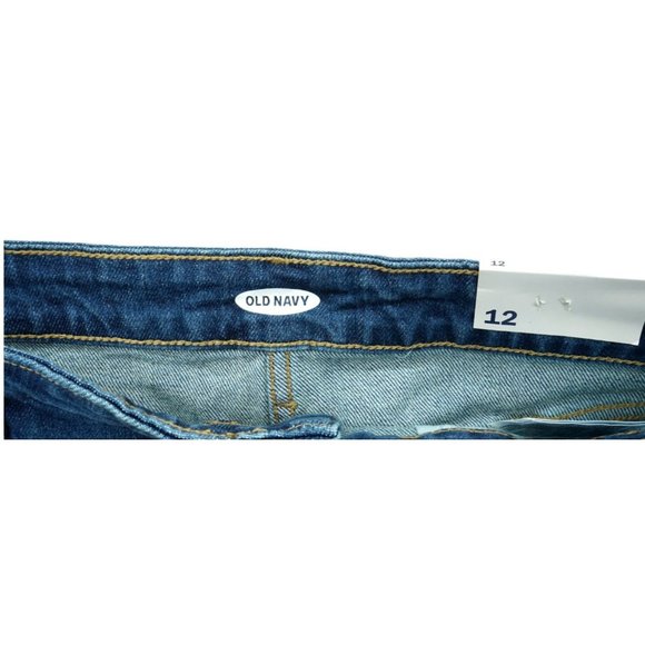 NWT Old Navy Jean Skirt Women's 12 Denim Stretch Raw Hem - Picture 3 of 4